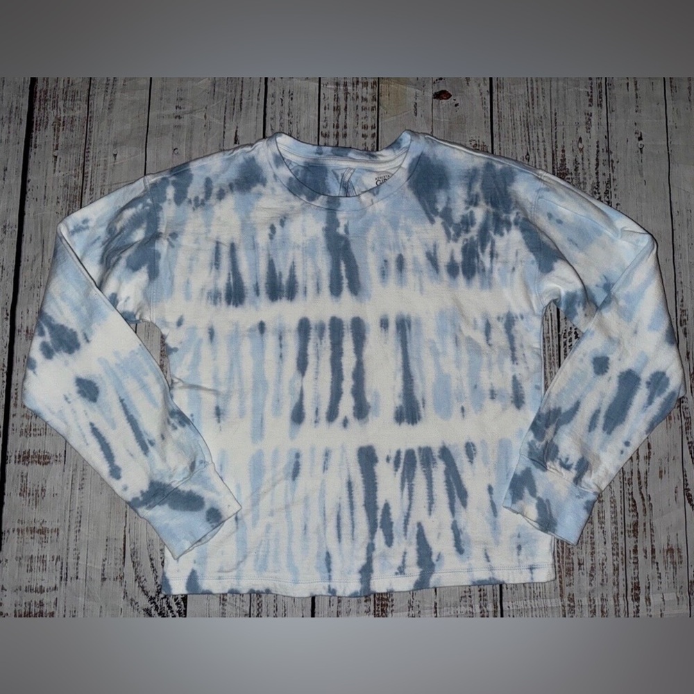 Athleta Girl Beachy Breeze Fog Blue Tie Dye Sweatshirt